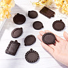 10Pcs 5 Styles Wood Pendant Cabochon Settings WOOD-TA0003-05-7