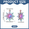 12Pcs Rainbow Color Alloy Pendants FIND-LP0001-55-2