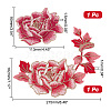  2Pcs 2 Style Peony Polyester Embroidery Sew on Clothing Patches PATC-NB0001-11D-2