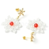 Christmas Snowflake Glass Seed Braided Dangle Earrings EJEW-MZ00233-02-4