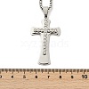 304 Stainless Steel Clear Cubic Zirconia Religion Cross Pendant Box Chain Necklaces for Men NJEW-S387-06P-5