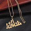 304 Stainless Steel Arabic Pendant Box Chain Necklaces for Women Men NJEW-R013-06G-3