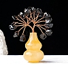 Natural Obsidian Chips Tree of Life Decorations with Topaz Gourd Base PW-WG5DF67-06-1