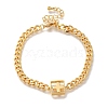 Cross Brass Charm Bracelets for Women BJEW-L696-105G-1