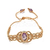 Natural Amethyst Oval Braided Bead Bracelets BJEW-K236-01H-2