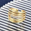 Brass Micro Pave Clear Cubic Zirconia Open Cuff Rings for Women RJEW-M026-02G-02-3