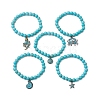 5Pcs Synthetic Turquoise Beads Stretch Bracelet Sets BJEW-JB10970-1