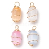 Dyed Natural Selenite Pendants PALLOY-JF02965-1