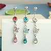 304 Stainless Steel Cubic Zirconia Teardrop Dangle Belly Rings WG60E11-01-1