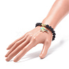 Natural Lava Rock & Synthetic Hematite Round Beaded Stretch Bracelet BJEW-JB08688-4