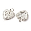 Valentine's Day Theme Brass Micro Pave Clear Cubic Zirconia Pendants ZIRC-P094-19P-RS-2