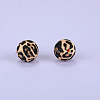 Printed Round with Leopard Print Pattern Silicone Focal Beads SI-JX0056A-08-1