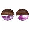 Transparent Resin & Walnut Wood Pendants RESI-T035-35A-2