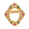 Rack Plating Oval Brass Micro Pave Cubic Zirconia Adjustable Ring Components X-KK-Q819-17G-2