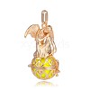 Golden Plated Brass Hollow Round Cage Pendants KK-J249-02G-2