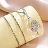 Alloy Glass Tree of Life Teardrop Pendant Box Chain Necklaces for Women PW-WG95207-01-1