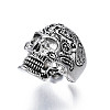 Gothic Punk Skull Alloy Open Cuff Ring for Men Women RJEW-T009-62AS-4