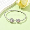 Teardrop Brass Micro Pave Cubic Zirconia Cuff Bangles & Rings Sets for Women SJEW-R002-04P-02-3