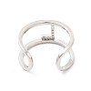 Clear Cubic Zirconia Initial Letter Open Cuff Ring RJEW-A012-01P-L-3