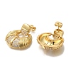 Rack Plating Double Horn Brass Micro Pave Clear Cubic Zirconia Stud Earrings EJEW-H016-31G-2