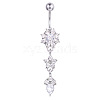 Piercing Jewelry Alloy Rhinestone Split Flower Navel Ring Belly Rings WG05686-01-2