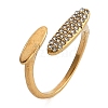 Oval 304 Stainless Steel Rhinestone Open Cuff Ring for Women RJEW-Z076-01G-4