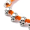 Adjustable Halloween Skull Alloy Braided Beads Bracelets for Women BJEW-78.0-JB10918-3