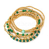 5Pcs St. Patrick's Day Brass & Acrylic & Glass Seed Bead & Natural Shell Stretch Bracelets for Women MR9061-7-2