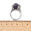 Natural Amethyst Wings Adjustable Rings RJEW-K241-04AS-08-5