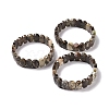 Natural Wealth Stone Jasper Oval Beaded Stretch Bracelet G-E010-01X-2