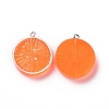 Flat Round Resin Fruit Pendants RESI-H144-10A-2