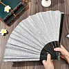 1Pc Bamboo with Oxford Fabric Glitter Powder Folding Fans AJEW-SP0003-77C-4