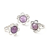 Natural Amethyst Adjustable Rings RJEW-P043-01P-16-1