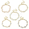 Brass Enamel Flat Round Evil Eye Link Chain Bracelets for Women BJEW-G764-01G-2
