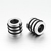 Nice Big Hole 304 Stainless Steel Wrapped Black Rubber Column Beads LS-STAS-N066-07-1