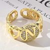 Brass Micro Pave Clear Cubic Zirconia Open Cuff Rings for Women RJEW-K289-02G-N-3