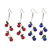 Cherry Spray Painted Crackle Glass Beads & Natural Diopside Chip Beads Dangle Earrings EJEW-JE06289-2