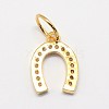 CZ Brass Micro Pave Cubic Zirconia Horse Shoe Charms ZIRC-L018-13-3