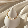 304 Stainless Steel with Natural Baroque Pearl Rondelle Beaded Finger Rings FS-WG39983-02-3