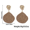 Teardrop with Shell Shape Alloy Raffia Dangle Stud Earrings FS-WGAC576-03-2