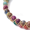 Adjustable 4mm Round Dyed Natural Imperial Jasper Braided Bead Bracelets for Women BJEW-JB10664-3