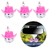 DELORIGIN 4Pcs Cow Hat & Disco Ball Pendant Decoration with Ball Chains NJEW-DR0001-01-1