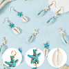 40Pcs 4 Colors Cowrie Shell & Dyed Synthetic Turquoise Starfish Pendants PALLOY-SC0004-40-6