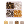 160Pcs 4 Colors Iron Ribbon Crimp Ends IFIN-CJ0001-48-1