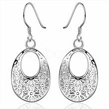 Vogue Design Filigree Oval Brass Dangle Earrings EJEW-BB08255-S