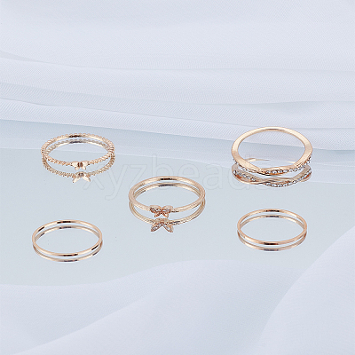 1Box Alloy Rhinestone Finger Rings Sets for Women RJEW-LP0002-47-1