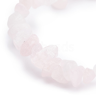 Natural Rose Quartz Chips Beaded Jewelry Set SJEW-JS01232-06-1