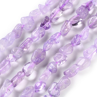 Natural Amethyst(Dyed & Heated) Beads Strands G-P497-01C-47-1