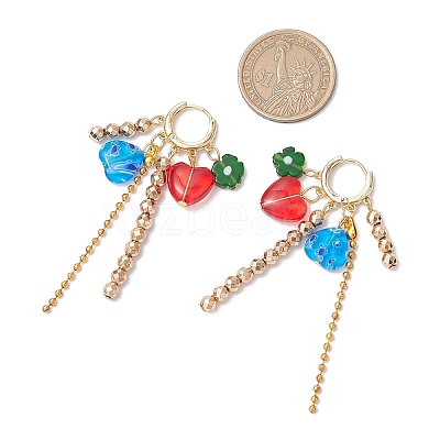 Lmapwork Heart with Flower Hoop Earrings EJEW-JE06253-1