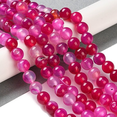Natural Striped Agate/Banded Agate Beads Strands X-G-Z060-A01-B06-1